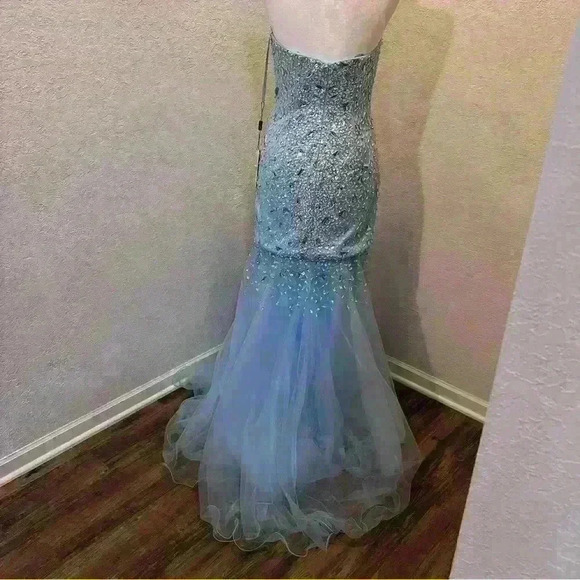 Glamour by Terani Couture Blue Prom Dress - Picture 3 of 6